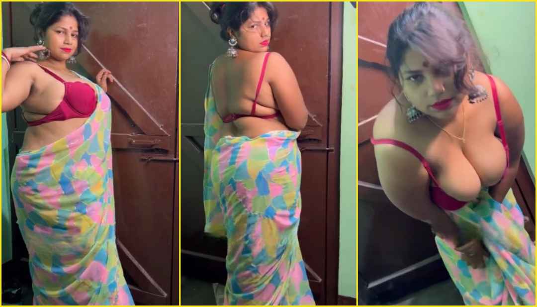 Pooja Sharma Teasing in Bra and Saree App Content